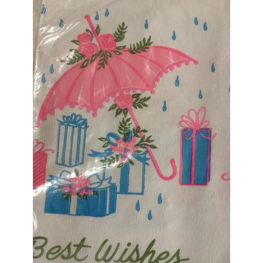 Vintage Best Wishes Paper Table Cover Disposable Tablecloth Parasol 54 x 96